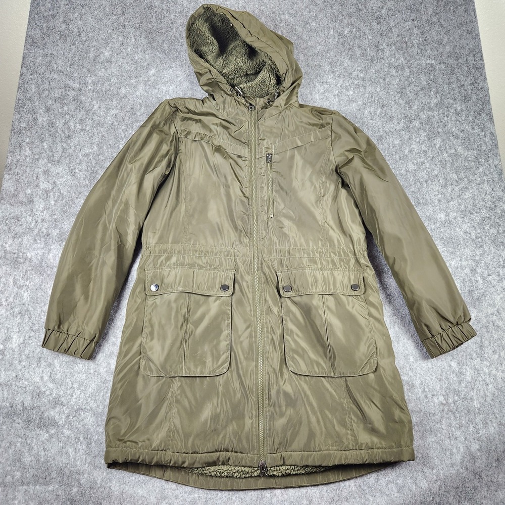 Lucky Brand Jacket Women M Parka Faux Fur Sherpa Lined Field Military Utility